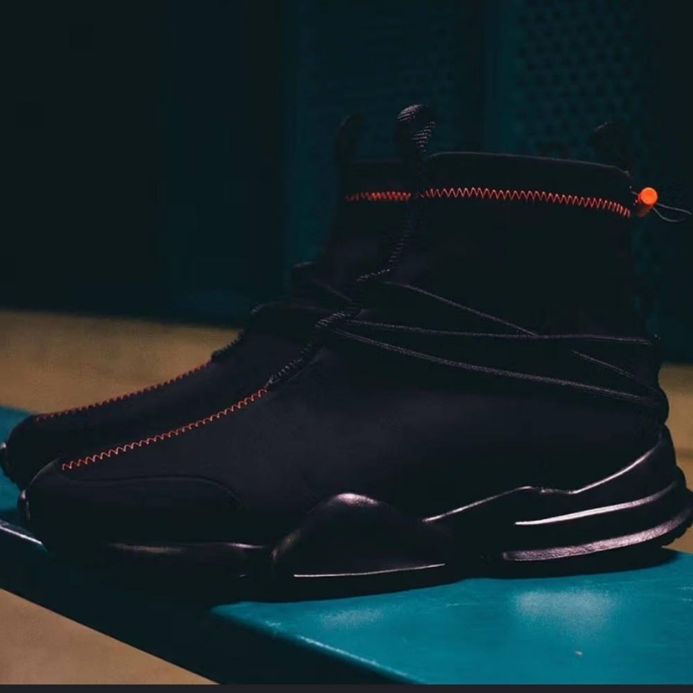 John Geiger 002 Red Thread Black Sneakers